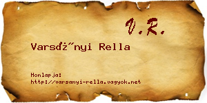 Varsányi Rella névjegykártya